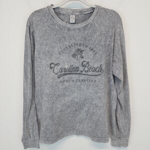 Ragwear USA Womens Carolina Beach Long Sleeve Shirt Size M Gray Bleached Casual
